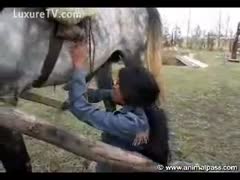 Old school Indian woman giving her horse a awesome oral sex 